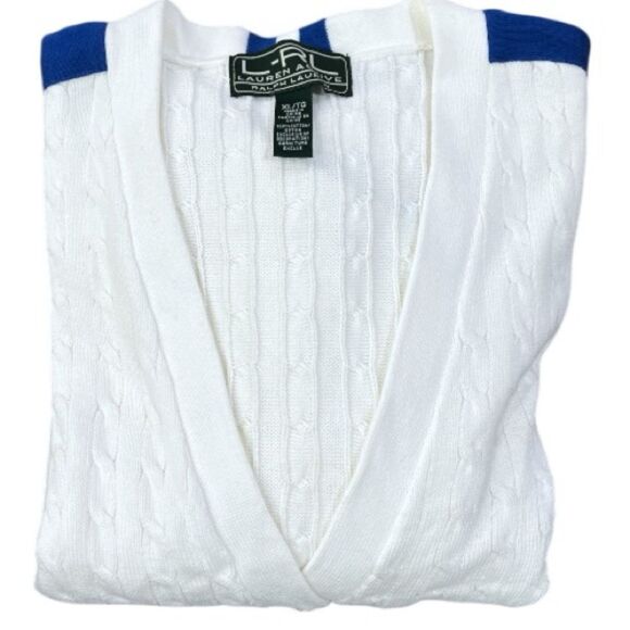 ✅SOLD✅Ralph Lauren Active Cable Knit White buttons up Cardigan Size XL - Picture 5 of 10